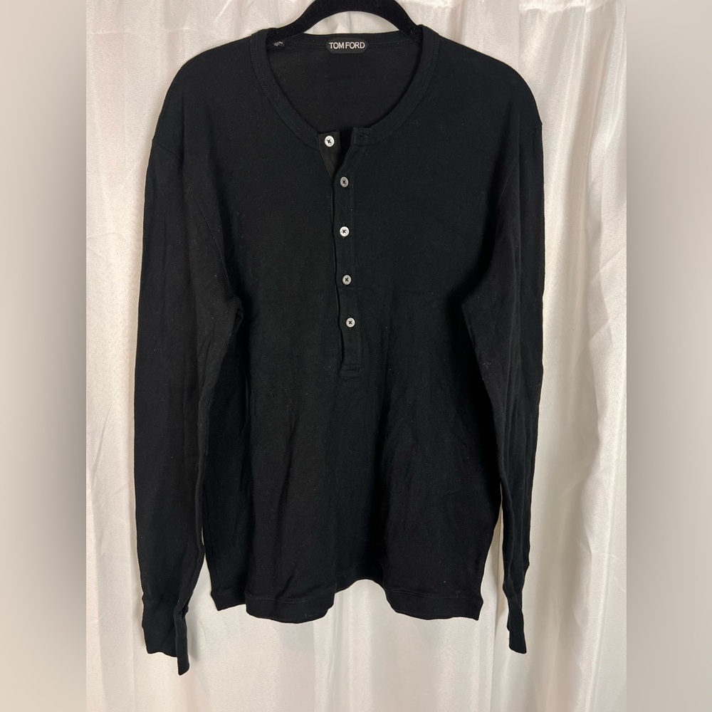 Men’s Tom Ford size 54 L black Henley long sleeve shirt